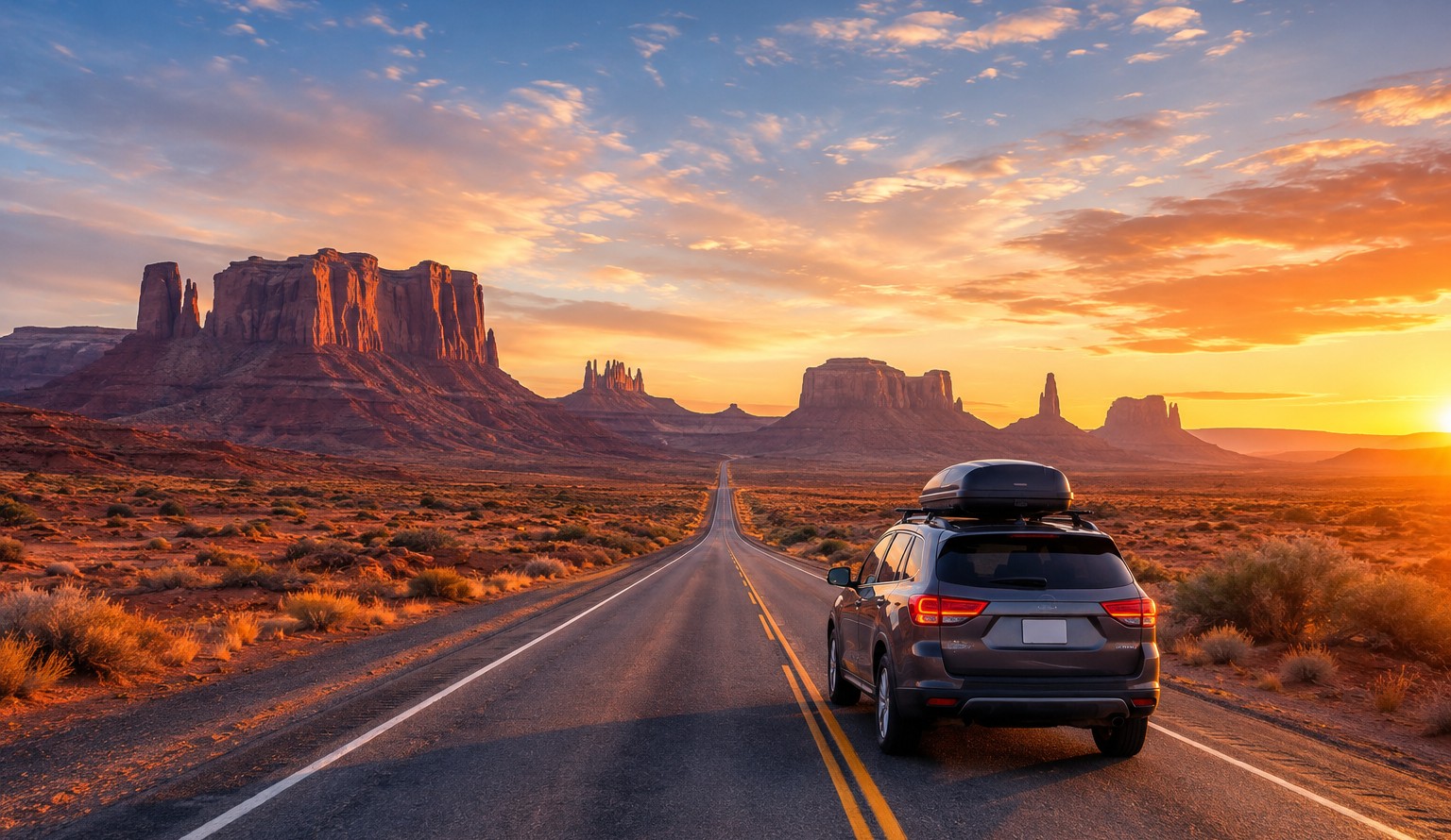 Scenic road trip landscape